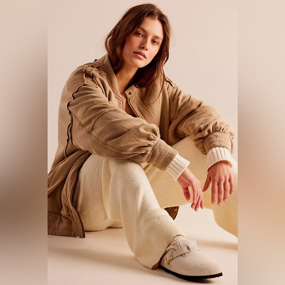 NEW Free People Lou Moto Zip Jacket In Greige - Picture 9 of 11